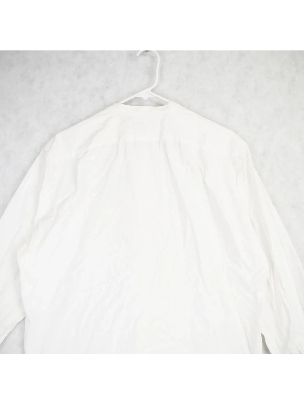 J.Crew White Long Sleeve Mandarin Collar Button-Up Shirt Mens Size Large Preppy